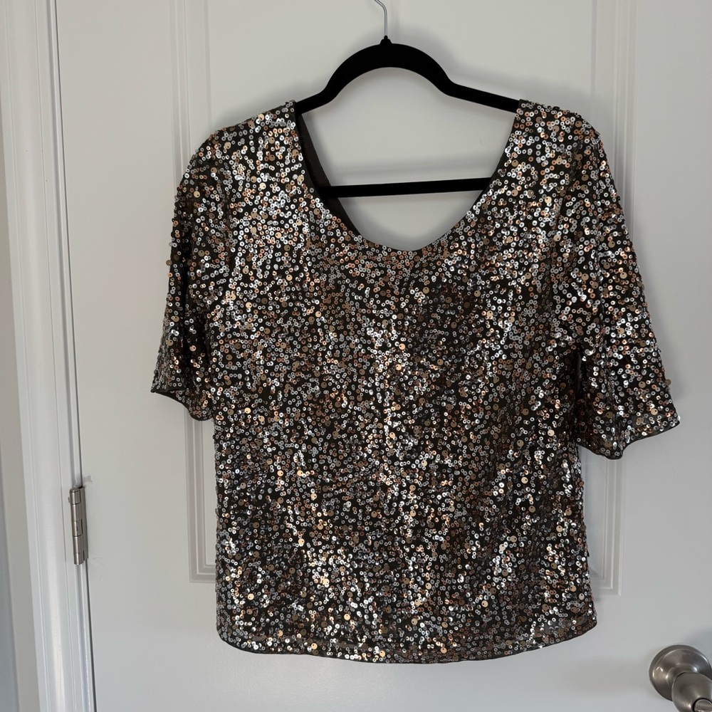 Sequin Embellished Silver Top